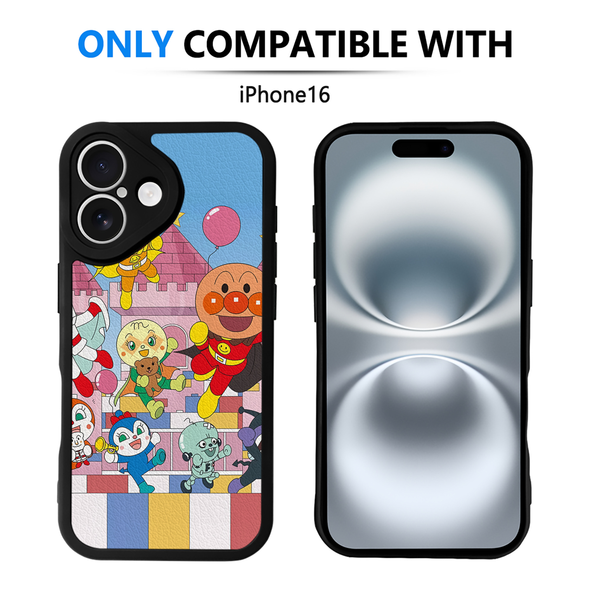 （画像用） アンパンマン Anpanman 【iPhone 16シリーズ対応】シリコンスマホケース（レザー調） 材質：シリコン